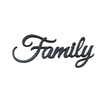 Fekete &#039;Family&#039; felirat, HDF. Mérete: 10x4 cm