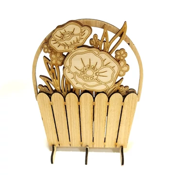 Talpas pipacsos kosárka, mérete: 12,5x16 cm