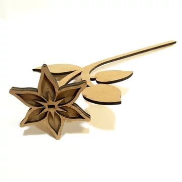MDF virágszál, egy csillagvirág fejjel. Hossza: 21 cm, virág mérete: 7 cm 