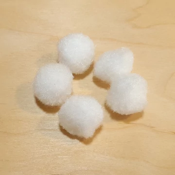 Hógolyó zsenilia, fehér, 2,5 cm. 5 db/cs