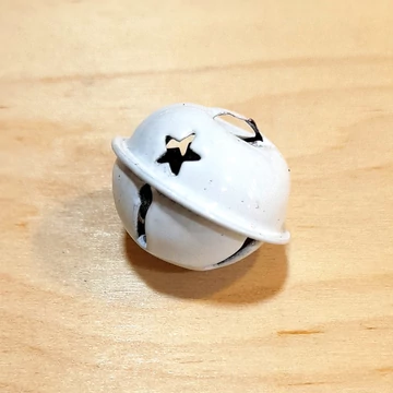 Fehér fém kolomp, mérete: 2,5x2 cm