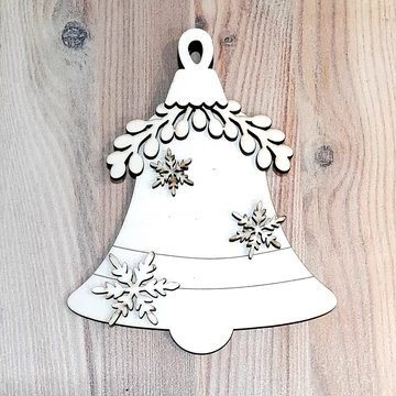 Natúr fa karácsonyfadisz, harang fagyönggyel. Mérete: 19x21,7x0,9 cm 