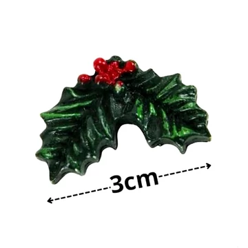 Magyal levél bogyóval, öntapadós poly. Mérete: 3 cm