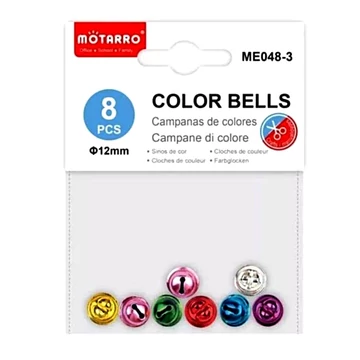 Csengő, vegyes színek, 8 db/cs. Mérete: 1,2 cm