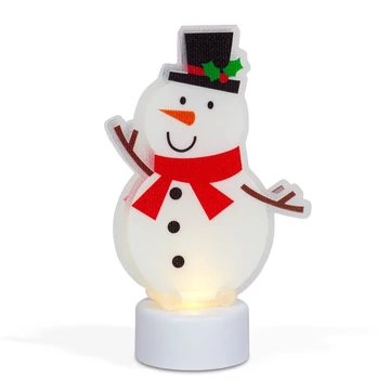 Elemes karácsonyi dekoráció - hóember (melegfehér). Mérete: 6,3x10,5x3,6 cm