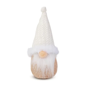 Skandináv karácsonyi manó, fehér sapkában. Magassága: 17 cm