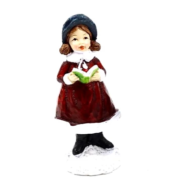 Karácsonyi énekes lány figura, mérete: kb. 16,5 cm