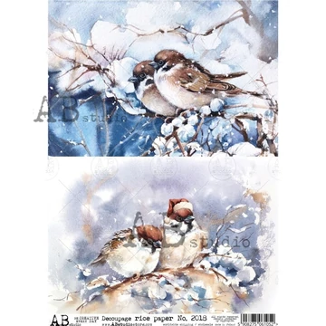 Rizspapir - madárkák a havas ágon