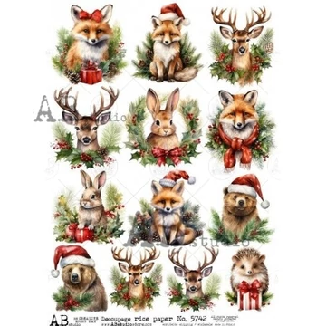 Rizspapir - karácsonyi állatok