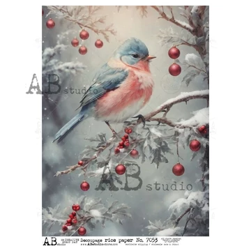 Rizspapir - madár havas ágon