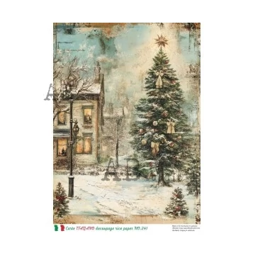 Rizspapir - havas utca fenyővel