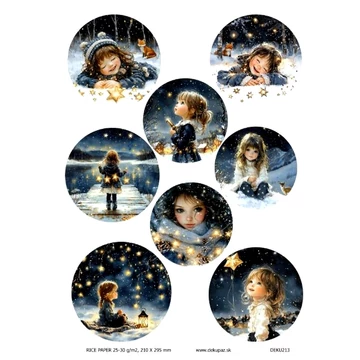Rizspapír - kislány csillagokkal