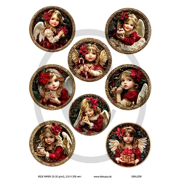 Rizspapír - angyalka mikulásvirággal