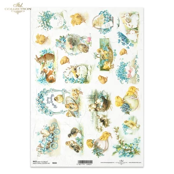 Rizspapír - nefelejcses húsvéti képek