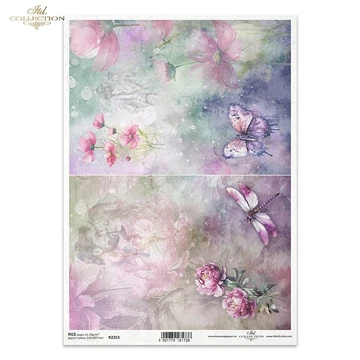 Rizspapír - pünkösdi rózsa pillangóval