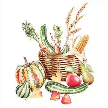 Szalvéta - őszi csendélet tökökkel, kukoricával