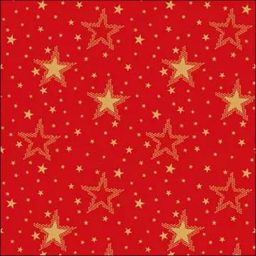 Szalvéta - piros alapon arany csillagok