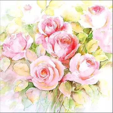 Szalvéta - festett rózsák