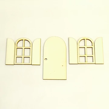 Ajtó 2db spalettás ablakkal. Ajtó mérete: 60x120x3 mm, ablakok mérete: 45x75x3+3 mm