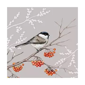 Szalvéta, Bird on branch grey