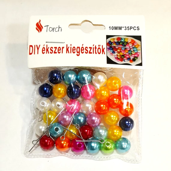 Viaszgyöngy, vegyes szinek, 35 db/cs., mérete: 1 cm