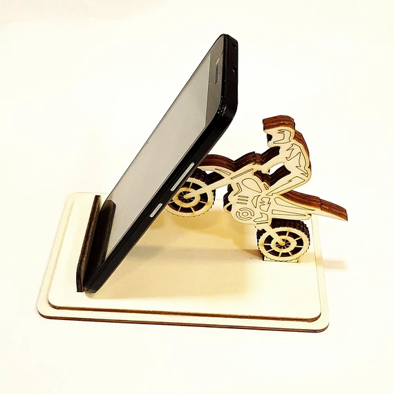 Telefontartó crossmotorral. Mérete: 16x10x10,5 cm