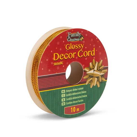 Karácsonyi dekorzsinór, 10 m, fényes arany