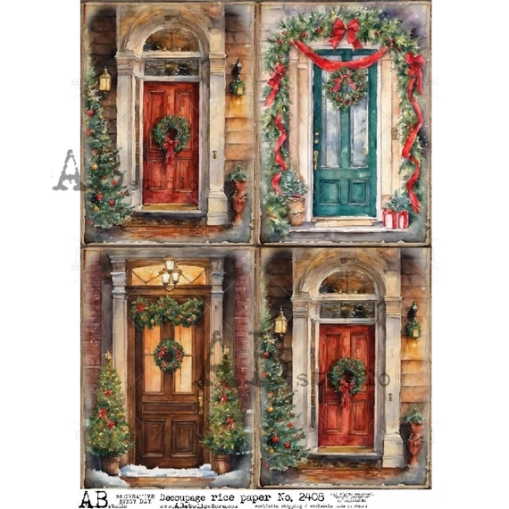 Rizspapir - karácsonyi ajtók, 4 kép