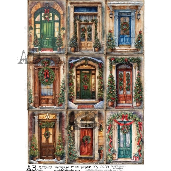 Rizspapir - karácsonyi ajtók, 9 kép