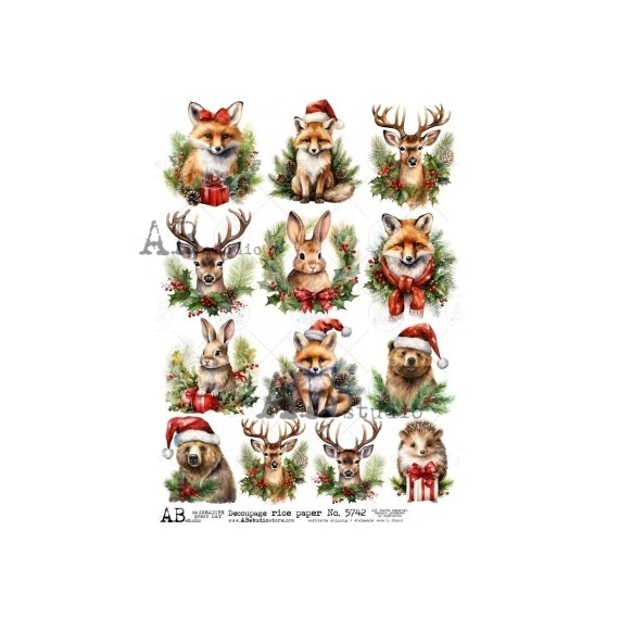 Rizspapir - karácsonyi állatok