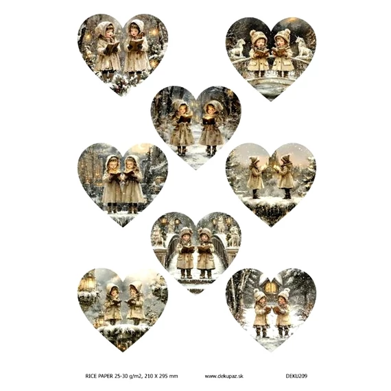 Rizspapír - éneklő kislányok, nyolc sziv