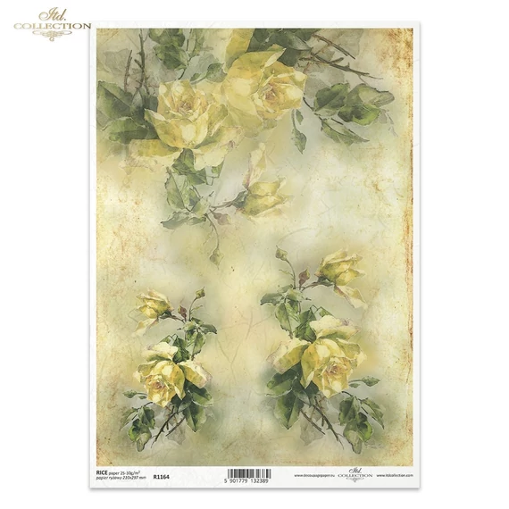 Rizspapír - sárga rózsák