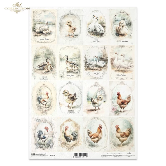 Rizspapír - csirkék, kacsák, tyúkok, kakasok
