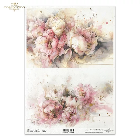 Rizspapír - rózsaszín virágok, női arc