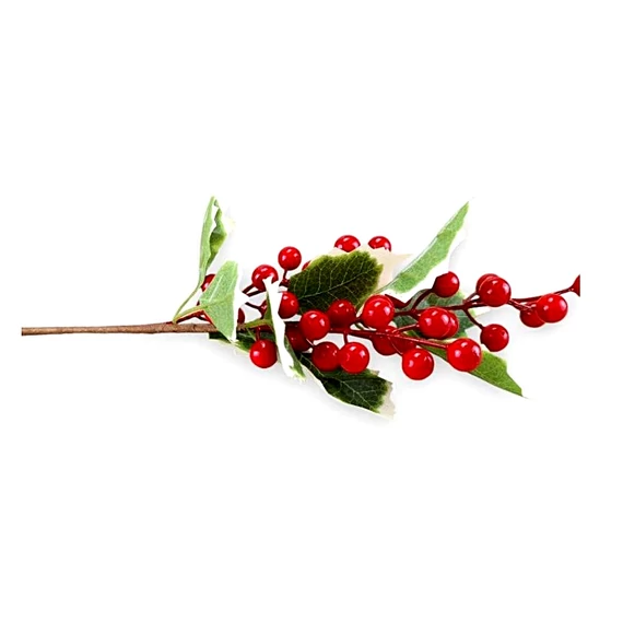 Magyal ág, piros bogyókkal, mérete: 40 cm
