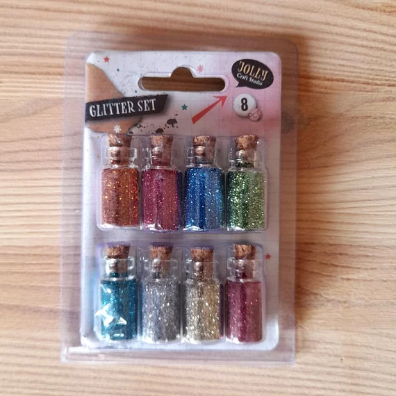 Glitter mini üvegben, 8 db/szett