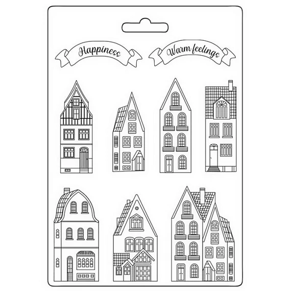 Lágy PVC öntőforma, A4 - Christmas houses