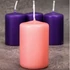 Adventi gyertyaszett 4 db-os, lila-rózsaszin. Magassága: 6 cm, átmérője: 3,7 cm.